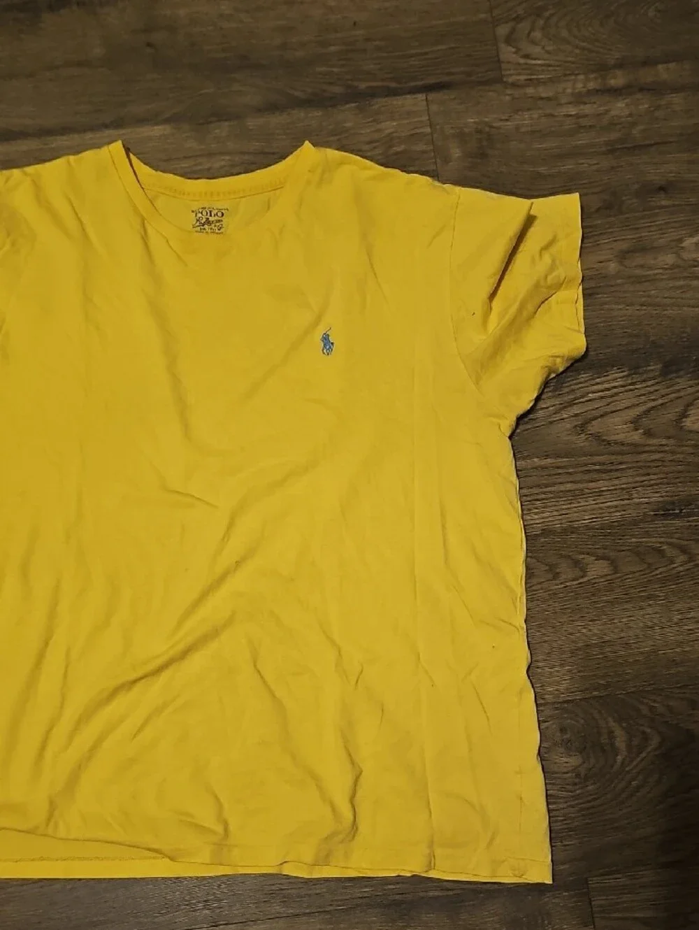 Polo Tee Shirt Ralph Lauren Light Yellow Crewneck Light Blue Pony Xlarge